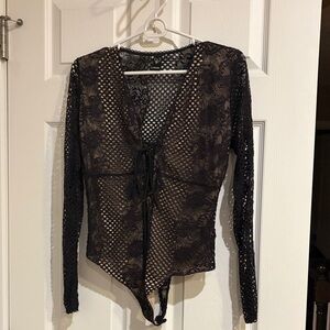 Elegant Black Lace Bodysuit